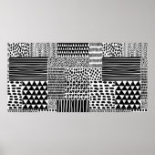 Schwarz-Weiß-Nahtloses Doodle-Muster. Hand-zeichn Poster (Vorne)