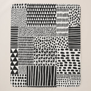 Schwarz-Weiß-Nahtloses Doodle-Muster. Hand-zeichn Sherpadecke
