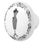 Schwarz-Weiß Nähzimmer Bodice Dress Form Cerealien Keramikknauf (Rechts)