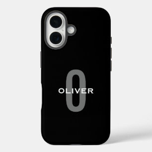 Schwarz-Weiß-Name der personalisierten Monogramm iPhone 16 Hülle