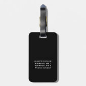 Schwarz-Weiß-Name der personalisierten Monogramm Gepäckanhänger (Rückseite vertikal)