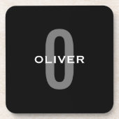Schwarz-Weiß-Name der personalisierten Monogramm Getränkeuntersetzer (Vorderseite)