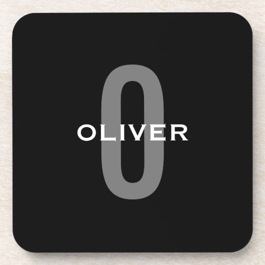 Schwarz-Weiß-Name der personalisierten Monogramm Getränkeuntersetzer (Vorderseite)