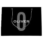 Schwarz-Weiß-Name der personalisierten Monogramm Große Geschenktüte (Vorderseite)