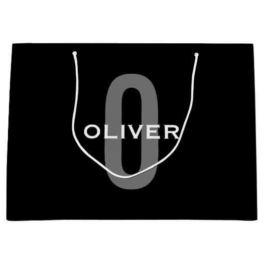 Schwarz-Weiß-Name der personalisierten Monogramm Große Geschenktüte (Vorderseite)