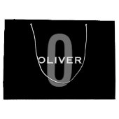 Schwarz-Weiß-Name der personalisierten Monogramm Große Geschenktüte (Rückseite)
