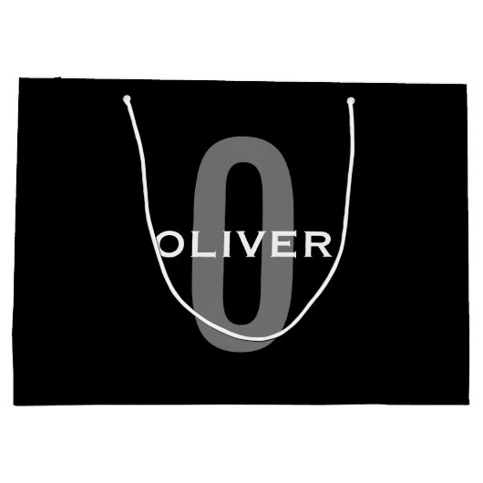 Schwarz-Weiß-Name der personalisierten Monogramm Große Geschenktüte (Rückseite)