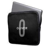 Schwarz-Weiß-Name der personalisierten Monogramm Laptopschutzhülle (Vorderseite Links)