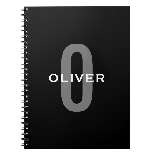 Schwarz-Weiß-Name der personalisierten Monogramm Notizblock (Vorderseite)