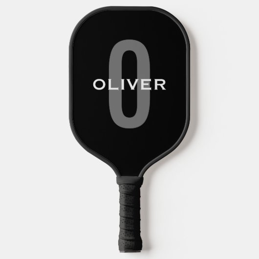 Schwarz-Weiß-Name der personalisierten Monogramm Pickleball Schläger (Vorderseite)