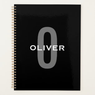 Schwarz-Weiß-Name der personalisierten Monogramm Planer