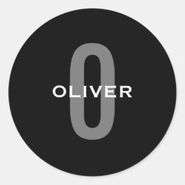 Schwarz-Weiß-Name der personalisierten Monogramm Runder Aufkleber
