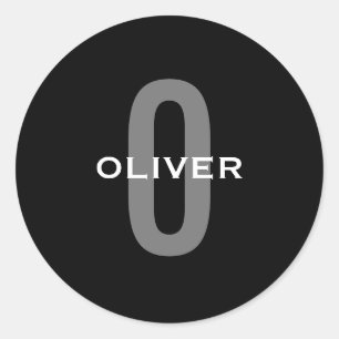 Schwarz-Weiß-Name der personalisierten Monogramm Runder Aufkleber