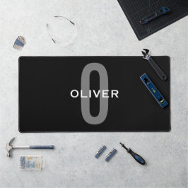 Schwarz-Weiß-Name der personalisierten Monogramm Schreibtischunterlage