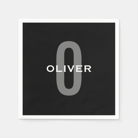 Schwarz-Weiß-Name der personalisierten Monogramm Serviette (Vorderseite)