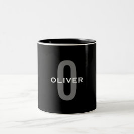 Schwarz-Weiß-Name der personalisierten Monogramm Zweifarbige Tasse