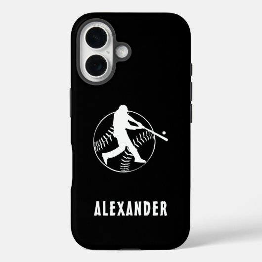 Schwarz-Weiß-Name männliche Spieler Baseball-Batte Case-Mate iPhone Hülle (Rückseite)