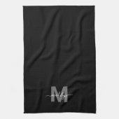 Schwarz Weiß Name Monogramm Geschirrtuch (Vertikal)
