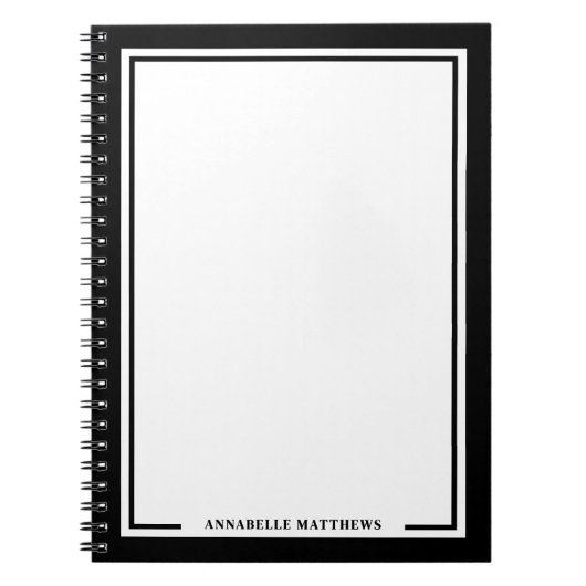 Schwarz Weiß Name Monogramm Notizblock (Vorderseite)