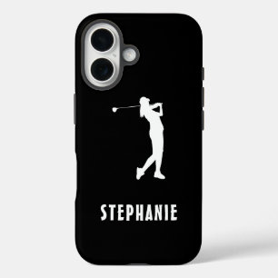 Schwarz Weiß Name Weiblich Golf Spielerin Golfspie iPhone 16 Hülle
