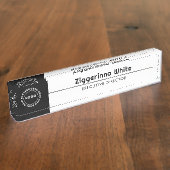 Schwarz, Weiß Namensplakette (Seite)