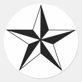 Schwarz-Weiß-Nautical-Star-Sticker Runder Aufkleber