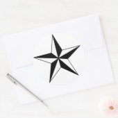 Schwarz-Weiß-Nautical-Star-Sticker Runder Aufkleber (Umschlag)
