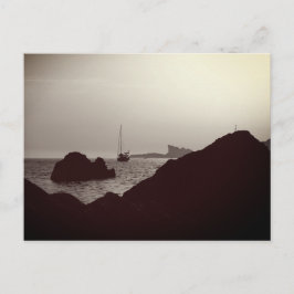 Schwarz-Weiß-Nautikfoto - Boot Seascape Postkarte