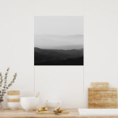 Schwarz-Weiß-Nebel-Horizontlinien Poster (Küche)
