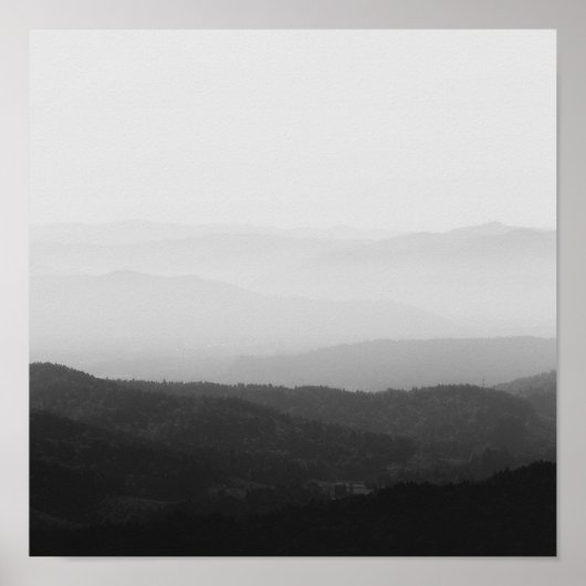 Schwarz-Weiß-Nebel-Horizontlinien Poster (Vorne)