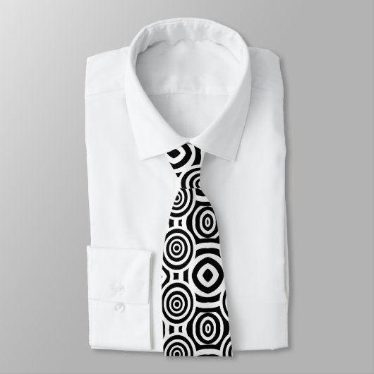 Schwarz-Weiß-Necktie mit abstraktem Design Krawatte (Gebunden)