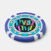 Schwarz, Weiß, Neon Blue Skulls Muster Pokerchips (Einzeln)