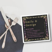 Schwarz-Weiß-Neon-Rahmen Blumenzehen Serviette