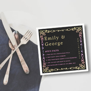 Schwarz-Weiß-Neon-Rahmen Blumenzehen Serviette