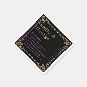 Schwarz-Weiß-Neon-Rahmen Blumenzehen Serviette (Ecke)