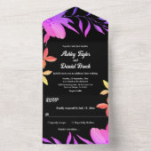 Schwarz-Weiß-Neonfarben Blumenzehen All In One Einladung (Innen Boden)