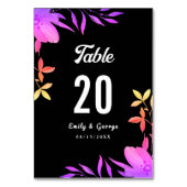 Schwarz-Weiß-Neonfarben Blumenzehen Tischnummer (Rückseite)