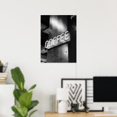 Schwarz-Weiß-Neonkaffee-Schildkröte Poster (Heimbüro)