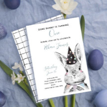 Schwarz-Weiß-Neutral Ein Bunny ist ein Geburtstag
