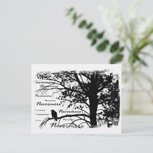 Schwarz-Weiß-Nevermore Rave-Silhouette Einladung (Stehend Vorderseite)