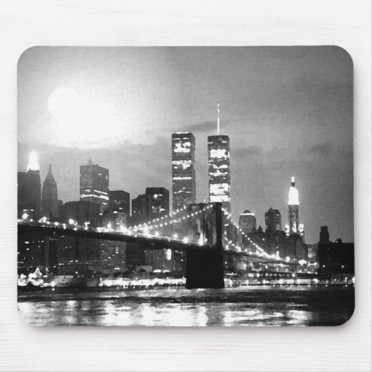 Schwarz & Weiß New York City - Nacht Mousepad (Vorne)
