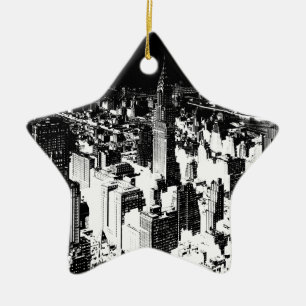 Schwarz-Weiß New York Keramikornament