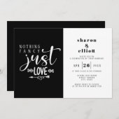 Schwarz-weiß nichts Extravagant nur Liebe Hochzeit Einladung (Vorne/Hinten)