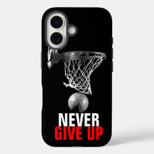 Schwarz-weiß nie aufgeben Erfolg Basketball iPhone 16 Hülle