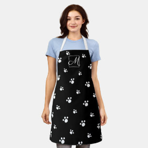 Schwarz/Weiß Niedlich Dog PW Druckmuster Monogramm Schürze