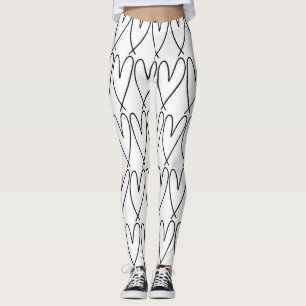 Schwarz-Weiß-Niedliche Herz Leggings