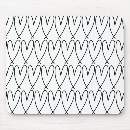 Schwarz-Weiß-Niedliche Herz Mousepad (Vorne)