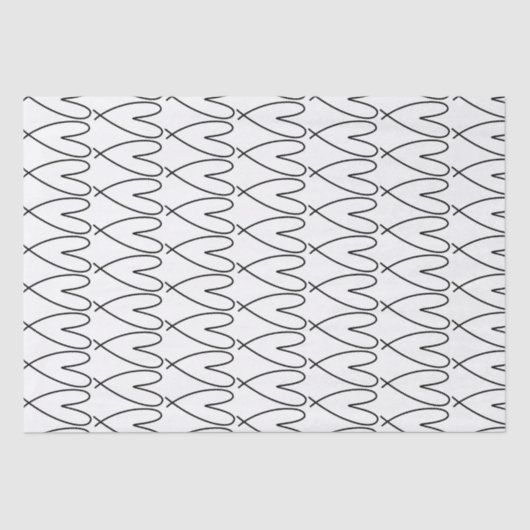 Schwarz-Weiß-Niedliche Herz Seidenpapier (Vorderseite)