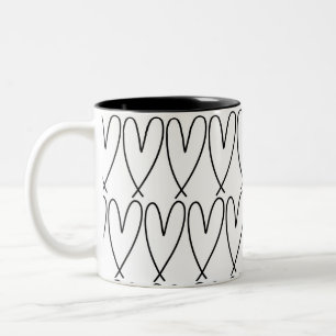 Schwarz-Weiß-Niedliche Herz Zweifarbige Tasse