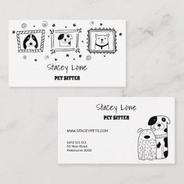 Schwarz-Weiß Niedliche Hunde Sitzgelegenheit | Dog Visitenkarte
